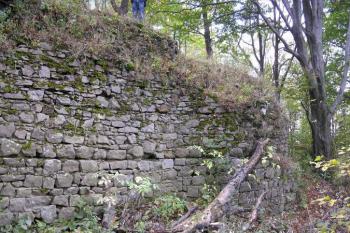 Pohled od severu na závěr hradu s válcovou věží v čele ( © Jan P. Štěpánek 10/2007)