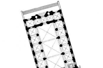půdorys kostela ( © Jindřich Šámal: Chrám sv. Cyrila a Methoděje v Karlíně, Výtvarný odbor Umělecké Besedy, Praha 1944)