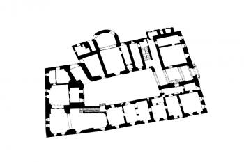 půdorys zámku (© archiv ÚDU AV ČR (in Pavel Vlček a kol.: Umělecké památky Prahy. Velká Praha A-L, , Academia, Praha 2012))