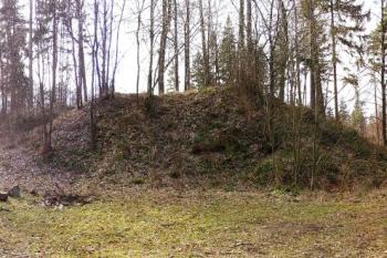 celkový pohled na pahorek jádra hrádku od severu ( © Jan P. Štěpánek 02/2008)