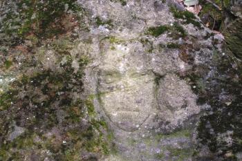 otisk obličeje tzv. černé paní Barbory ve skále pod hrádkem ( © Jan P. Štěpánek 02/2008)