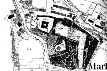 zámek s celým areálem na mapě stabilního katastru ze 30. let 19. století ( © Jan P. Štěpánek 07/2005)