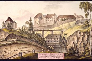 Hrad na obr. I.A.Veduta z r. 1809 (© I.A.)