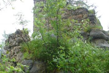 Karlsfried - vrcholová skalka na niž stávala strážní věž (© Pavel Jarý, 18.05.2008)