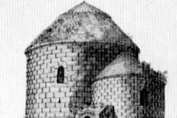 kaple na poč. 19 století, kdy sloužila jako prasečí chlév ( © G.M. Monsorno (1768-1836) (in Z. Vácha: Nedoceněný pramen poznání jihomoravských památek, Zprávy památkové péče LXIV, Národní památkový ústav, Praha 2004))