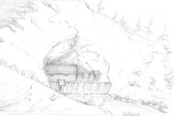 autorova představa podoby jeskynního hrádku ( © Ondřej Štěpánek 02/2008)