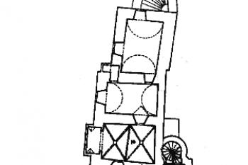 půdorys přízemí ( © Jan Žižka (in Ke stav. vývoji tzv. Templu v Mladé Boleslavi, Památky středních Čech, PÚSČ, 1994/8-1))