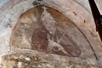 malby - smrt Panny Marie na severní stěně presbytáře - detail sv. Petra (?) (© Pavel Zany Komárek 11. 9. 2010)