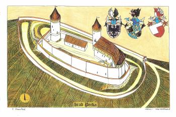 hrad v 13.století, podle T. Tomíčka (© jan heřman, 08/2012)