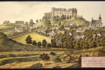 Hrad na obraze I.A.Venuta z roku 1820 (© Ing. Karel Kubín, 09/2017)