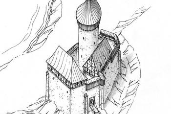 rekonstrukce podoby hradu Budatín v 1. třetině 15. století ( © Jan P. Štěpánek 2008)