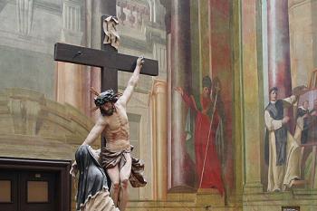 Sousoší Vidění sv. Luitgardy na jižním konci refektáře (© Ivan Grisa, 09/2008)