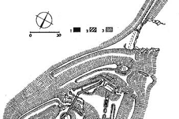 terénní náčrt ( © T. Durdík podle T. Tomíčka (in T. Durdík: Ilustrovaná encyklopedie českých hradů, Libri, Praha 1999))