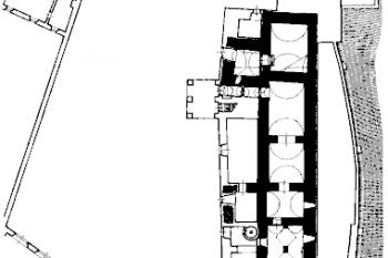 půdorys Horního zámku s vyznačením gotické fáze ( © Pavel Kouřil, Dalibor Prix, Martin Wihoda: Hrady českého Slezska, Arch. ústav AV ČR, Brno 2000)