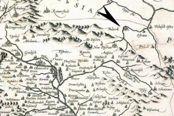 Fulnek na Fabriciově mapě Moravy z roku 1569, vydání z roku 1625 ( © Mollova sbírka. Moravská zemská knihovna v Brně)