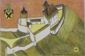 Hrad v 15. století, podle T. tomíčka (© jan heřman, 03/2012)