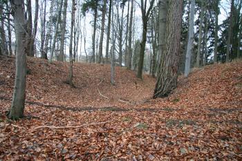 Příkop oddělující hrad (© Petr Nožička, 12/2008)