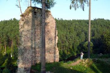 Zbytek vysoké obvodové hradby na severovýchodě (© Jiří Cukr, 08/2009)