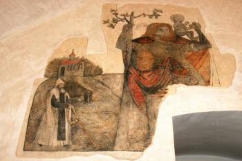 Druhá z ronšperských fresek, původně z místnosti v patře čelního křídla prostibořského hradu (dnes v Horšovském Týně) ( © Filip Matoušek 08/2005)