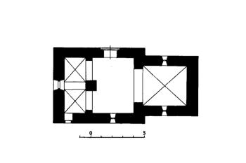 půdorys kostela (© kol.: Umělecké památky Čech, část 4. [T/Ž], Academia, Praha 1982)