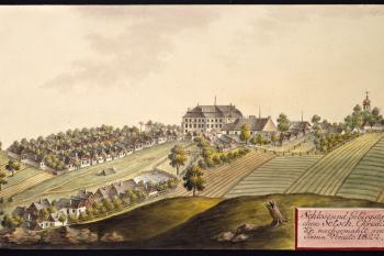 Zámek na obr. I.A.Venuta z r. 1822 (© Ing. Karel Kubín, 09/2017)