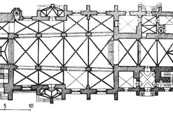 půdorys ( © B. Samek: Umělecké památky Čech, díl 1. [A/J], Academia, Praha 1977)