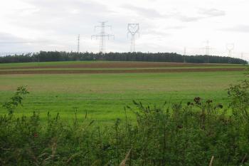 pohled z tvrze na pole,ležící západně od tvrze (© D Dohňanský, 09/2014)