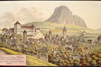 Bílinský zámek na vedutě I.A.Venuta z r. 1815 (© Ing. Karel Kubín, 09/2017)