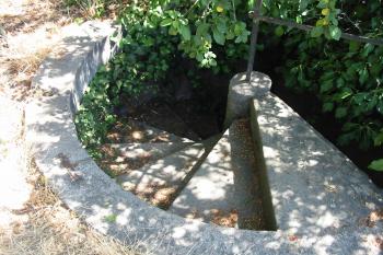 točité schodiště vedoucí z horní terasy na dolní (© D Dohňanský, 07/2014)