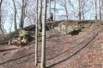 hradební zeď jihovýchodní části  jádra hradu ( © Jan P. Štěpánek 03/2008)