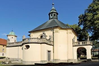 jihozápadní průčelí kostela (© Jan P. Štěpánek 06/2014)