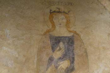 gotická freska sv. Otilie na západní stěně předsíně (© Petr Berka, 12/2012)