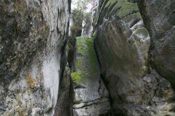 Skalní průrva se zbytky schodiště ( © Filip Matoušek 11/2008)