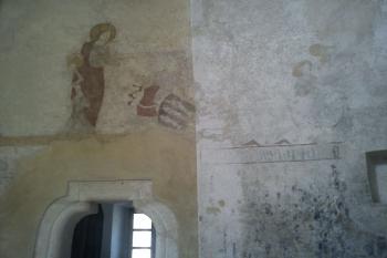 sv. Dorota a Artleb z Klečan s erbem (tři ryby) (© Jan Večeřa, 07/2014)