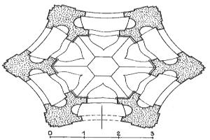 půdorys ( © Umělecké památky Čech, díl 1. [A/J], Academia, Praha 1977)