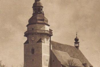 Horní Slavkov - kostel sv.Jiří - historická fotografie z počátku 20.století - soukr.archív IvoR (© anonym)
