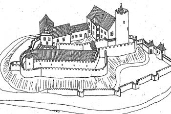 Rýzmberk - hmotová rekonstrukce hradu v 15. století (© Karel Světlík, 01/2010)