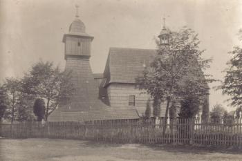Kostel sv.Kateřiny - Ostrava - Hrabová - historická fotografie z počátku 20.století - soukr.sbírka IvoR ( © anon.)