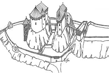 Sirotčí hrádek - hypotetická podoba hradu z 15. století (© Karel Světlík, 01/2010)