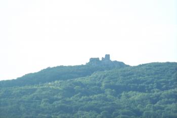 Pohled na hrad z cesty na Mikulov (© Jan Šebek, 07/2009)