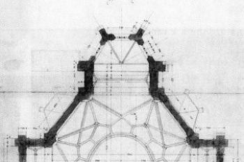 Plán půdorysu kostela dle C. Sitteho z roku 1895 ( © Zrození velkoměsta: J. Vybíral, ERA, Šlapanice 2003)