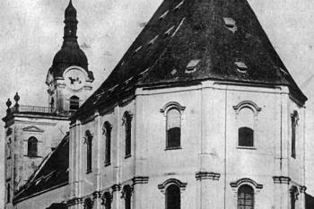 manýristický presbytář před novogotickou přestavbou (neznámý architekt, první třetina 17. stol.) ( © kol: Umění baroka na Moravě a ve Slezsku, Academia, Praha 1996)