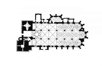 půdorys kostela ( © M. Pojsl, V. Londin: Dvanáct století naší architektury, Nakladatelství Olomouc, Olomouc 1998)