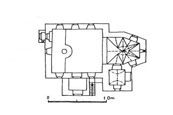 půdorys kostela ( © Milada a Oldřich Radovi: Kniha o sklípkových klenbách, REAT s.r.o., Praha 1998)
