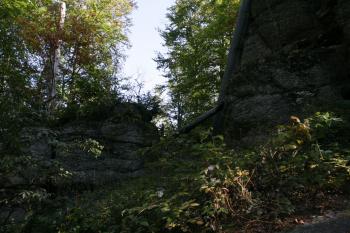 Průrva mezi předhradím a jádrem hradu ( © Iva Spurná 26.9.2009)