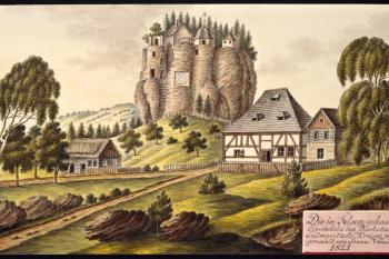 Hrad na obr. I.A.Venuta z r. 1821 (© Ing. Karel Kubín, 09/2017)