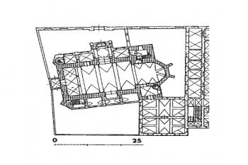 půdorys kostela ( © B. Samek: Umělecké památky Moravy a Slezska, část 2. [J/N], Academia, Praha 1999)