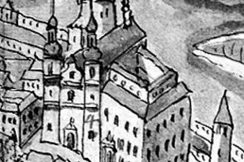 klášter na historické vedutě - pohled od jihozápadu ( © Dušan Foltýn a kol.: Encyklopedie moravských a slezských klášterů, Libri, Praha 2005)