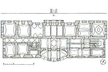 Půdorys přízemí zámku (B.Samek,Umělecké památky Moravy a Slezka 2 J-N, Academia, 1999, str. 430, obr. 194)