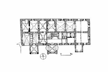 půdorys přízemí (© Miroslav Plaček: Nejprve dvorec – nakonec pozdně renesanční dependencie, Archaeologia Historica 42/2, Brno 2017)
